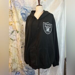 NFL RAIDERS Black Lightweight Zip Up Hooded Jacket, excellent condition